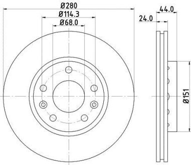 PRO HIGH CARBON диск гальмівний передній (280*24) RENAULT Duster 10-, Laguna 1.5DCI 07-, Megane 08- HELLA 8DD 355 129-121