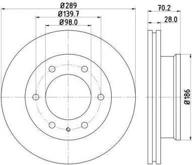 PRO HIGH CARBON FORD диск гальм. передн. BT-50 HELLA 8DD 355 129-181