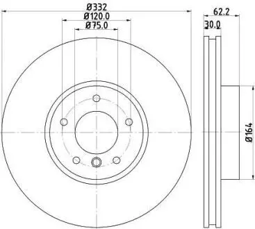 PRO HIGH CARBON BMW диск гальмівний передній X5 E70,X6 E71 xDrive 06- HELLA 8DD 355 129-291
