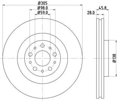 PRO HIGH CARBON FIAT гальмівний диск передн. Doblo 10- HELLA 8DD 355 129-351