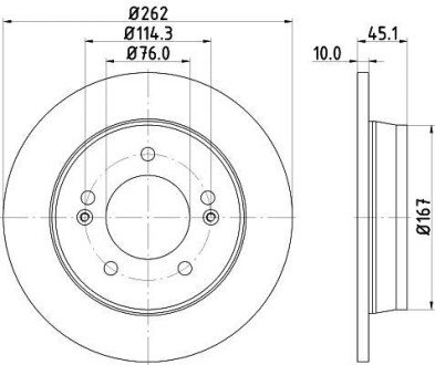 PRO HIGH CARBON HYUNDAI гальмівний диск задній Elantra 11-, Veloster HELLA 8DD 355 129-451