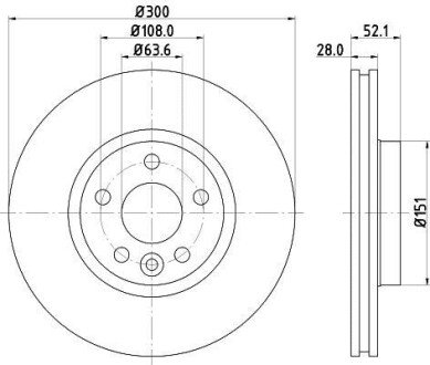 PRO HIGH CARBON FORD гальмівний диск передн. Mondeo 07- S-Max 06- Kuga 08- Galaxy 06- HELLA 8DD 355 129-491 (фото 1)