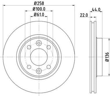 PRO HIGH CARBON RENAULT диск гальмівний передній Sandero, Logan II, Renault, Smart HELLA 8DD 355 129-621