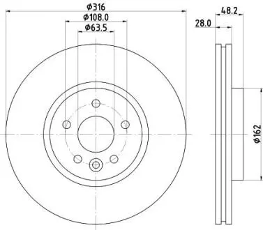 PRO HIGH CARBON JAGUAR гальмівний диск передн. XE 2.0 15- HELLA 8DD 355 131-861