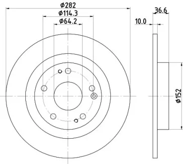 PRO HONDA гальмівний диск задн. CIVIC X 1.5 VTEC (FK7) 17- HELLA 8DD 355 131-901