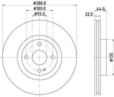 PRO HIGH CARBON MAZDA гальмівний диск передн. MX-5 15-, FIAT 124 Spider HELLA 8DD 355 131-921