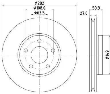PRO HIGH CARBON FORD диск гальм. передн. FOCUS EcoBoost 18- HELLA 8DD 355 132-021