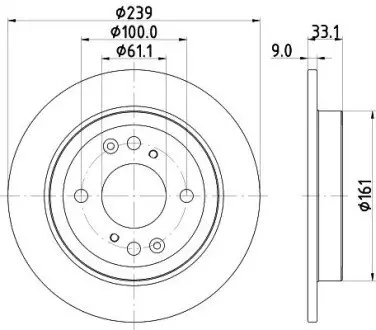 PRO HONDA диск гальмівний задн. Jazz 08- HELLA 8DD 355 132-061