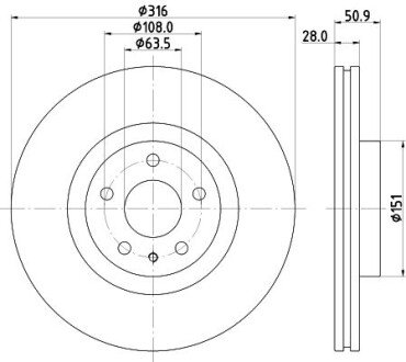 PRO FORD диск гальмівний передн MONDEO V Turnier 14- HELLA 8DD 355 132-421