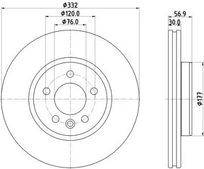 PRO HIGH CARBON VW Диск гальмівний передн. AMAROK 2.0 11- HELLA 8DD 355 132-561