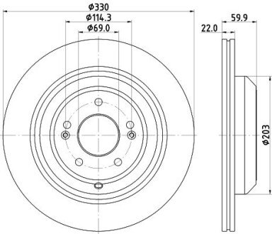 PRO HIGH CARBON KIA Гальмівний диск задн. STINGER 2.0 17-, GENESIS HELLA 8DD 355 132-661