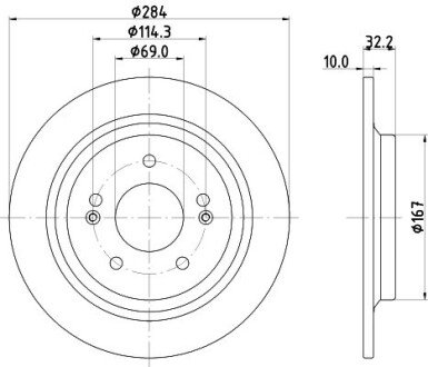 PRO HYUNDAI гальмівний диск задн. KONA, KIA CEED 18- HELLA 8DD 355 132-921 (фото 1)