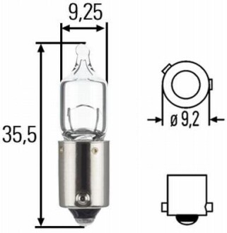 Лампа розжарювання, H6W 12V 6W BAX 9s HELLA 8GH007643-121