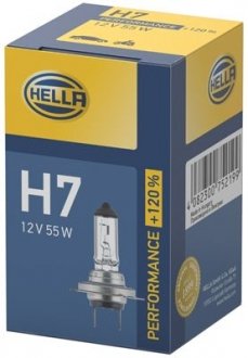 Лампочка Н7 12В 55Вт (+120%) (цоколь PX26d) HELLA 8GH223498031