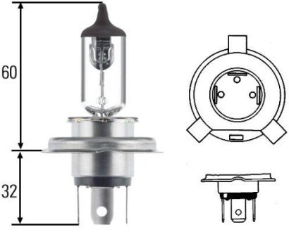 H4 12V Blue Light (блакитна!) 60/55W автолампа HELLA 8GJ 002 525-361