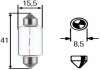 Лампа накаливания, фонарь освещения номерного знак 12V 18W софита SV8.5 HELLA 8GM002091141 (фото 1)