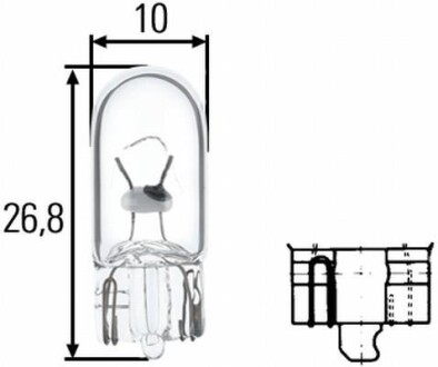 Лампа розжарювання, W5W 24V 5W W 2,1 x 9,5d HELLA 8GP003594251