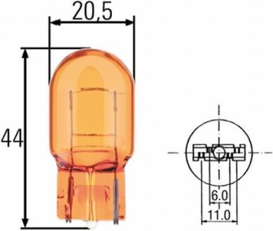 Лампа накаливания указателя поворотника (желтая) WY21W 12V цоколь W3X16D HELLA 8GP 009 021-002