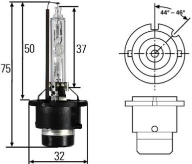 Лампа ксеноновая D2S XENON 85V 35W P32D-2 HELLA 8GS007949-261