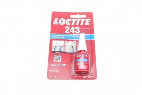 LOCTITE 243, 5ML Фиксатор резьбы (синий) (средняя фиксация), макс. диаметр резьбы М36 Henkel 1370555