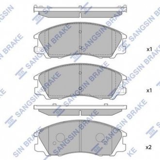 Колодка тормозов. диск. HYUNDAI TERRACAN 2.5, 2.9, 3.5 01 – передн. (выр-во SANGSIN) Hi-Q (SANGSIN) SP1097