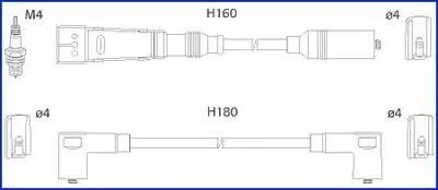 HUCO VW К-кт високовольтних проводІв Golf,Passat,Caddy,Seat HITACHI 134705