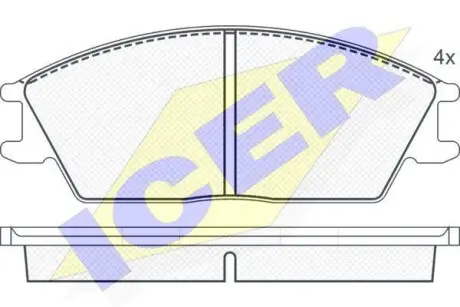 Колодки тормозные (передние) Hyundai Pony 89-95/S Coupe 90-96 ICER 180616