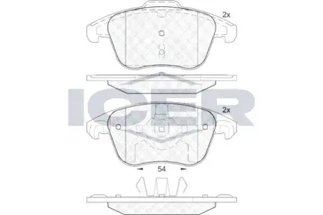 Колодки гальмівні (передні) Citroen C4 04-/Peugeot 207/307/308/3008 02- ICER 181866-200