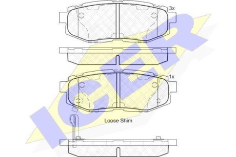 Тормозные колодки (задние) Subaru Impreza/Outback 08-/Legacy 09-14/Forester 13- ICER 182088