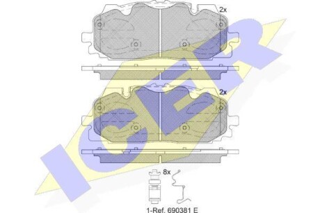 Колодки тормозные (передние) Audi A4/A5/Q5/Q7 15-/ A5 Sportback 07-17/ A6/A7/A8/Q3/Q8/VW Touareg 17- ICER 182254