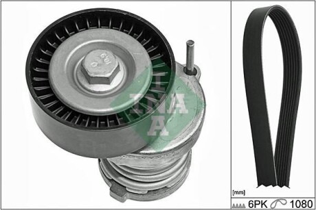 Комплект ремня генератора Audi A2/Seat Ibiza/Skoda Fabia/VW Golf/Polo 1.4/1.6/1.6FSI 97- (6PK 1078) INA 529 0103 10