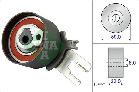 Ролик ГРМ Volvo XC60/XC70/XC90 02-17 (натяжний) (59х32) INA 531 0859 10