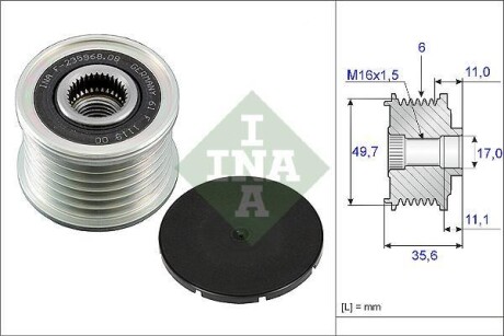 Шків генератора MB C/E/S-class 220CDI-320CDI 01-, 6PK, OM646 INA 535 0086 10