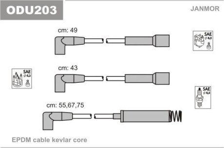 Провода зажигания (комплект) (5 проводов) Opel 1.2-1.6 81-98 Janmor ODU203