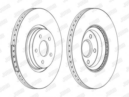 Тормозной диск передний Ford Focus II, III, Kuga II, Transit Connect/Volvo C70, S40, V40, V50 Jurid 562434JC1