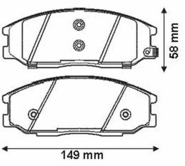 Гальмівні колодки передні Hyundai Grace, H-1, H200, Santa Fe/ Ssangyong Actyon, Rexton, Kyron Jurid 572453J (фото 1)