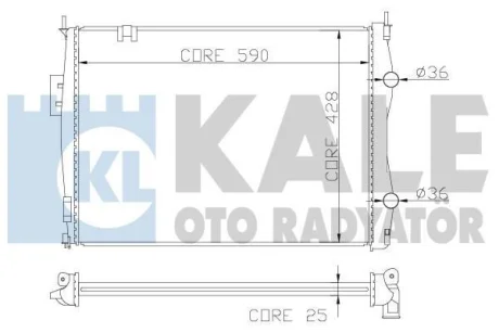 Радиатор охлаждения двигателя (паяный) Nissan Qashqai (06-) 2.0i MCVT K Kale 342055