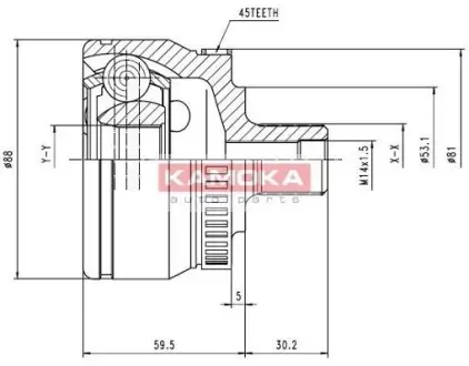 ШРУС наружный (33x30 зубов) (45 зубов ABS) VAG 94-05 KAMOKA 6762