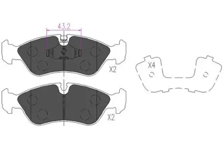 PARTS OPEL гальмівні колодки передн.Astra,Omega A,Vectra A,Daewoo Nexia,Lanos 1.6 KAVO KBP-1004