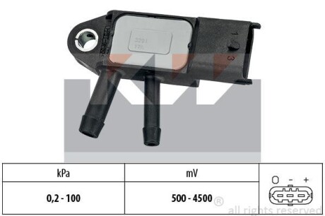 Датчик тиску вихлопних газів (аналог EPS 1.993.291/Facet 10.3291) KW 493 291