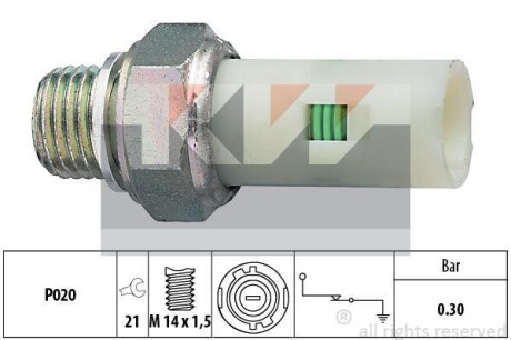 Датчик тиску масла (аналог EPS 1.800.076/Facet 7.0076) KW 500 076