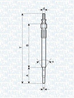 Свічка розжарювання CITROEN C1,C2,C3,C4,C5,XSARA FORD FIESTA V,FUSION,FOCUS II MAZDA 2 PEUGEOT 107,206,307,407,1007 [] MAGNETI MARELLI 062900022304