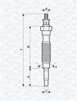 Свічка розжарювання HYUNDAI 2,5 MITSUBISHI 2,3/2,5 NISSAN 2,3/2,5 MAGNETI MARELLI 062900072304