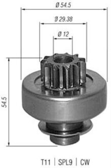 Бендикс стартера Citroen Nerlingo/Peugeot Partner 1.9D 96-15 MAGNETI MARELLI 940113020347