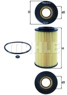 Фильтр масляный Hyundai Accent/Elantra/i20/i30/i40/Tucson / Kia Ceed/Spartage 1.1-1.7 CRDi 06- MAHLE / KNECHT OX773D