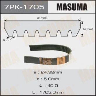 Ремень поликлиновой MASUMA 7PK1705