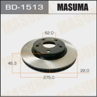 Диск тормозной передний Toyota Corolla (06-) (Кратно 2 шт) MASUMA BD1513