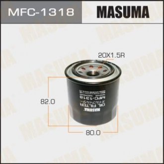 Фильтр масляный Kia, Hyundai, Mazda, MMC, Subaru, (83-) D=78.5mm, H=76mm, M20x1.5 MASUMA MFC1318