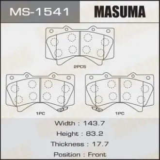 Колодка передня гальмівна Lexus LX570/ Toyota Land Cruiser (07-) MASUMA MS1541