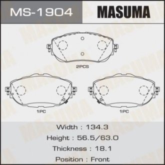 Колодка тормозная передняя Toyota Auris, Corolla (13-) MASUMA MS1904